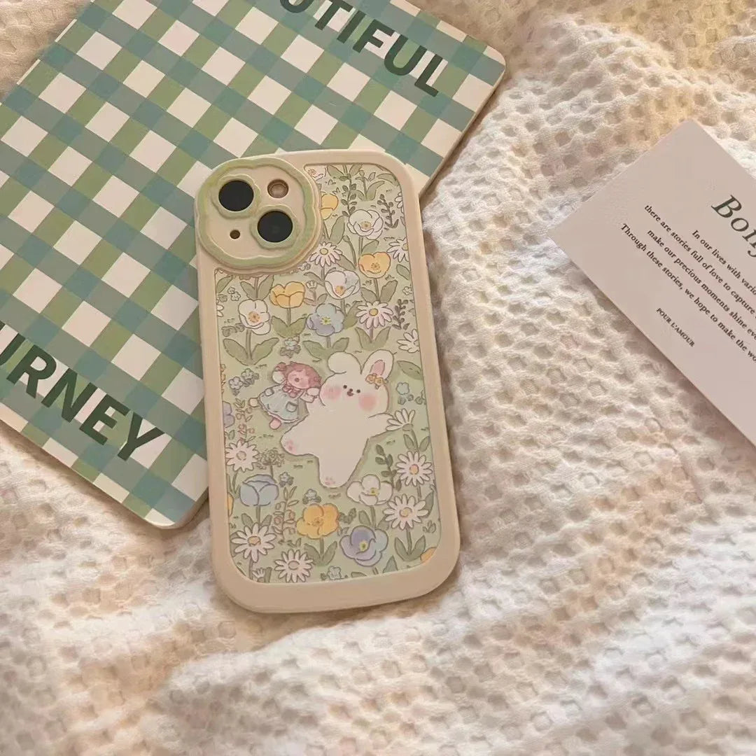 Fashion Green Flower Rabbit iPhone Case - Viexta