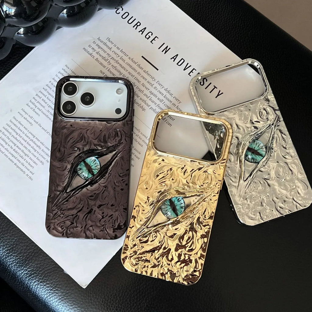 High-grade Electroplated Tin Paper Pattern Stereo Eyes iPhone Case - Viexta