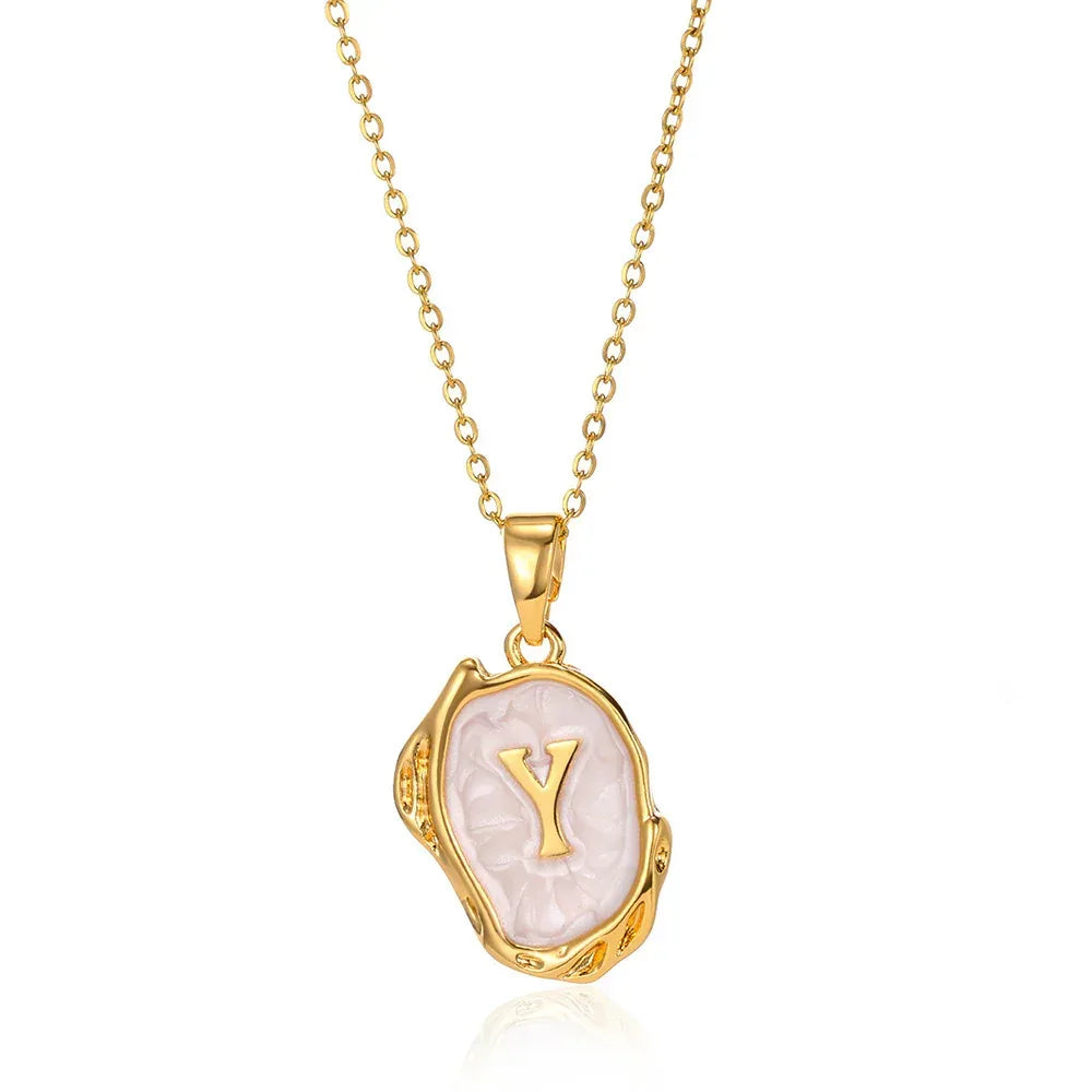 Simple 26 Letters Drop Oil Three-dimensional Necklace - Viexta