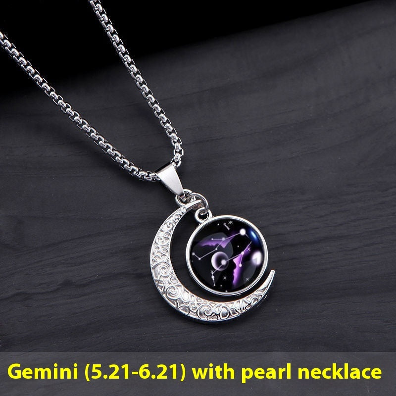 12 Constellation Moon Star Glowing Necklace