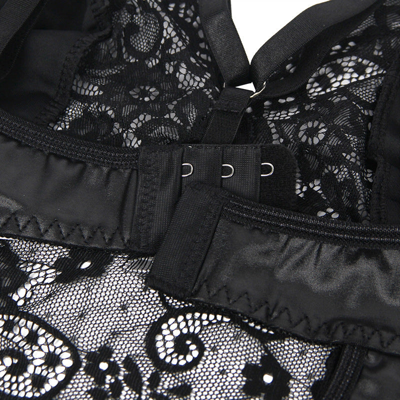 european-and-american-plus-size-lingerie-lace-leather-transparent-tempting-slip-nightdress