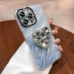Lens Protector Rhinestone Love Bracket iPhone Case - Viexta