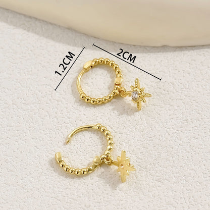 18K Eight Awn Star Earrings