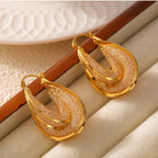 Glass Stone U Shape Earrings