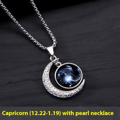 12 Constellation Moon Star Glowing Necklace