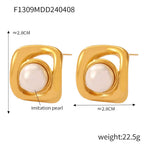 Pearl Texture Titanium Steel Casting Earrings - Viexta