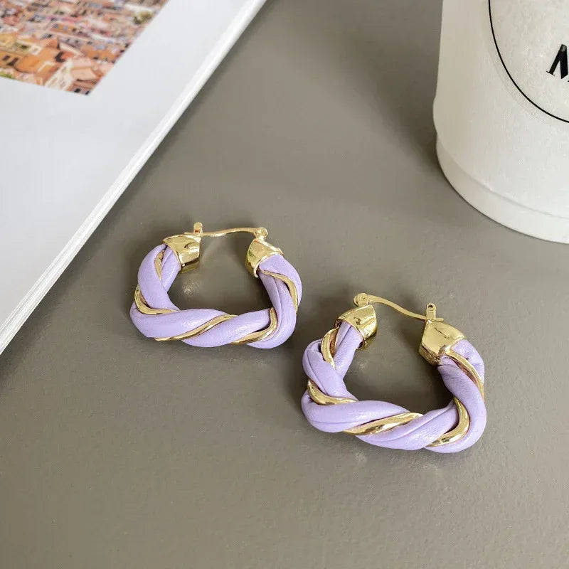 Leather Twist Earrings. - Viexta
