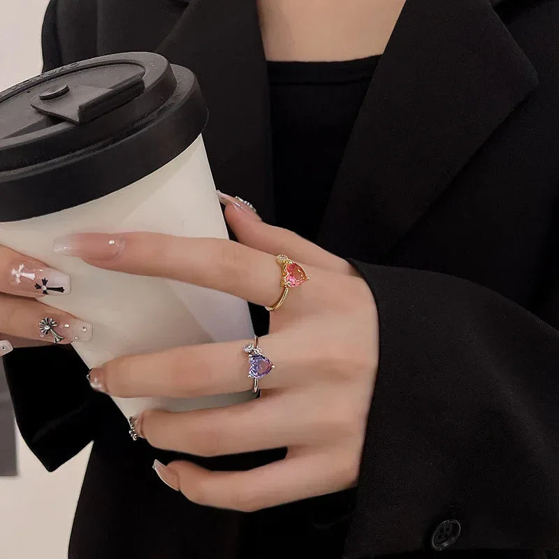 Micro Set Crystal Zircon Pearl Ring - Viexta