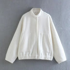 Loose Casual Street Stand Collar Pilot Buckle Jacket - Viexta