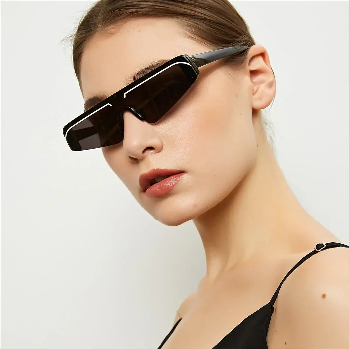 Rimless women's sunglasses with powder film - Viexta
