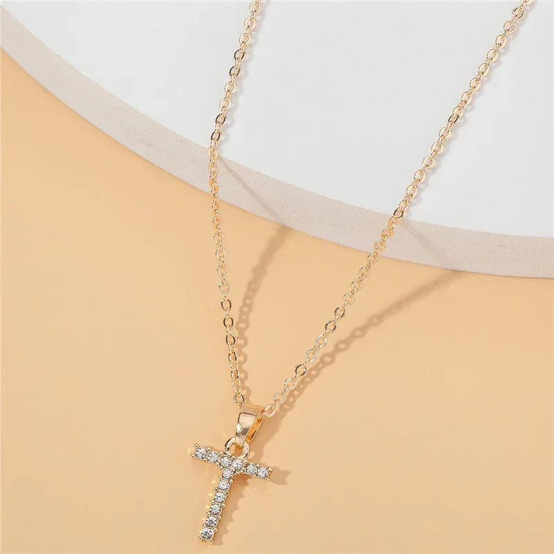 18k 26 Golden English Letter Pendant Clavicle Chain - Viexta