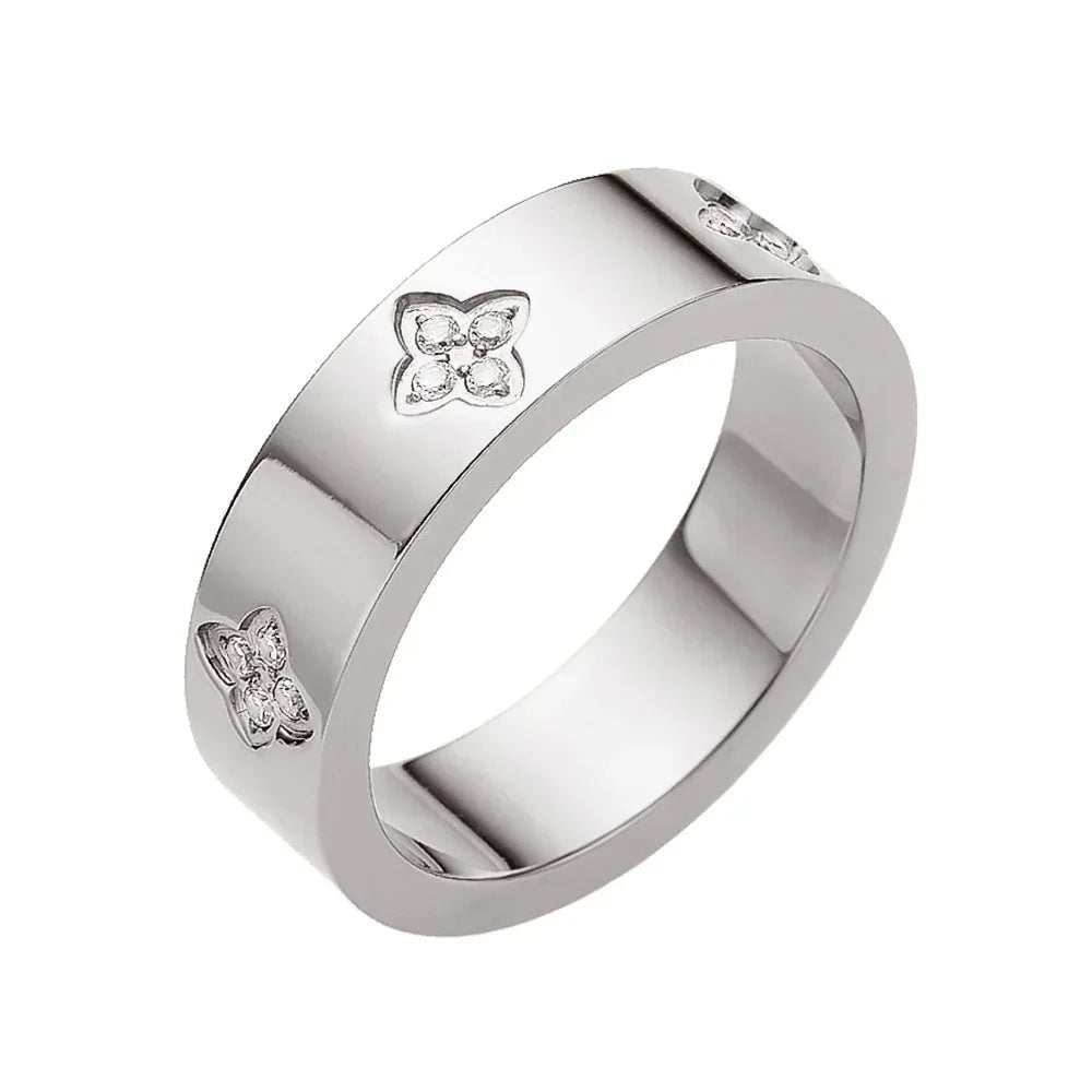 Titanium Steel Flower Ring - Viexta