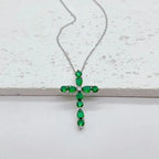 micro-inlay-colorful-zircon-water-drops-cross-necklace - Viexta