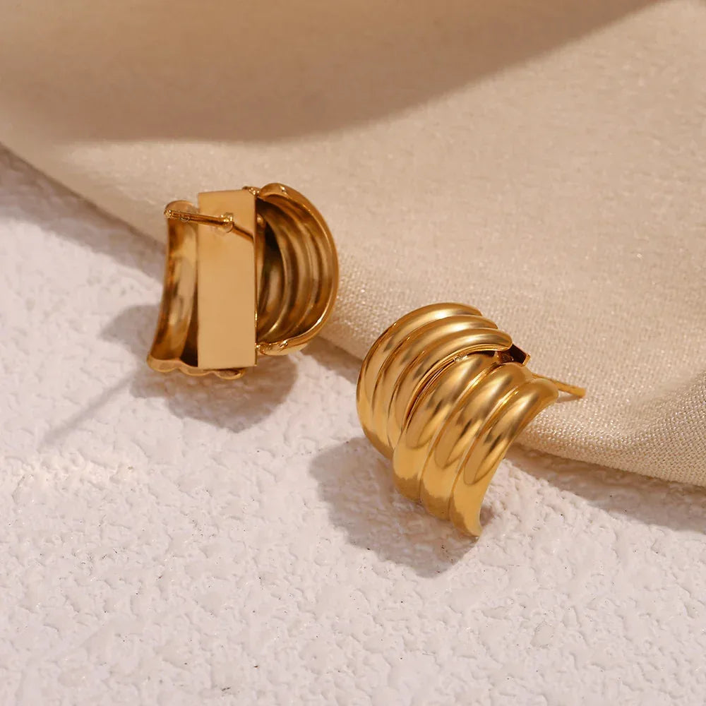 three-layer-vertical-stripe-cross-ear-studs - Viexta