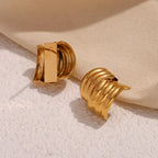 three-layer-vertical-stripe-cross-ear-studs - Viexta