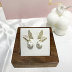 Pearl Zircon Bow Earrings - Viexta