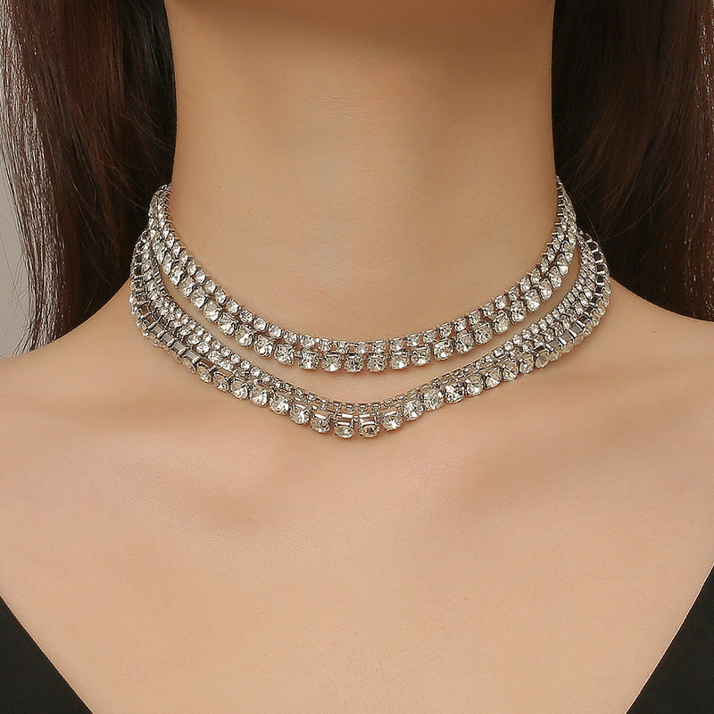 Claw Chain Inlaid With Diamond Rhinestone Multilayer Clavicle Chain