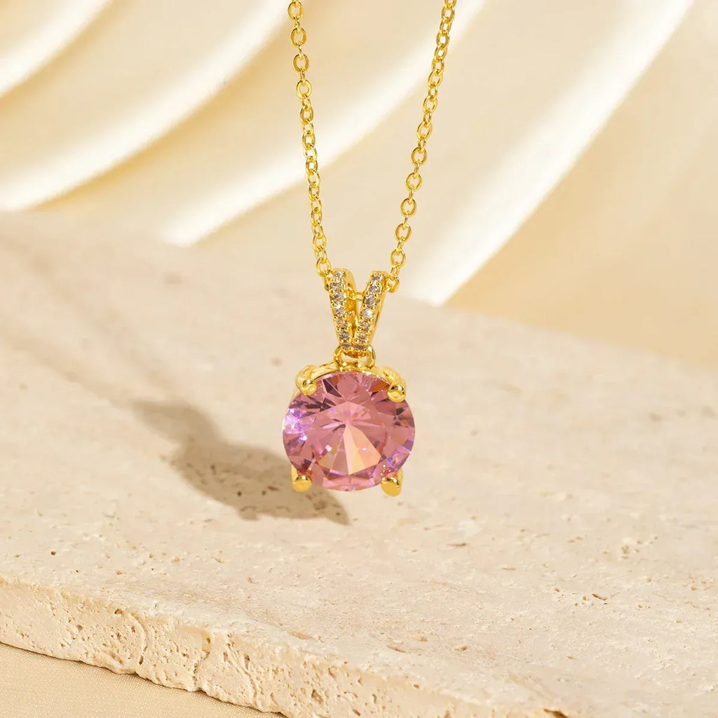 Minimalist Color-Diamond Pendant Necklace - Viexta