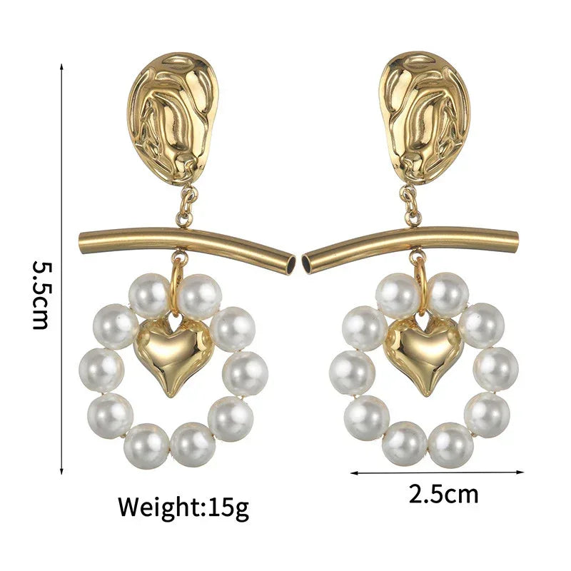 Pearl Tassel Titanium Steel Ear Studs - Viexta
