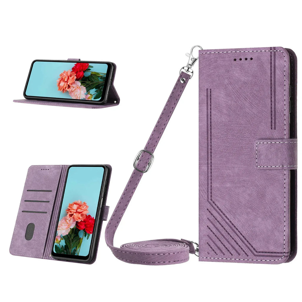 Leather Case Skin Frosted Striped Card Wallet iPhone case - Viexta