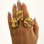 RETRO Geometric Irregular Opening Women's Ring - Viexta