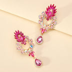 Rhinestone Teardrop Pendant Large Earrings