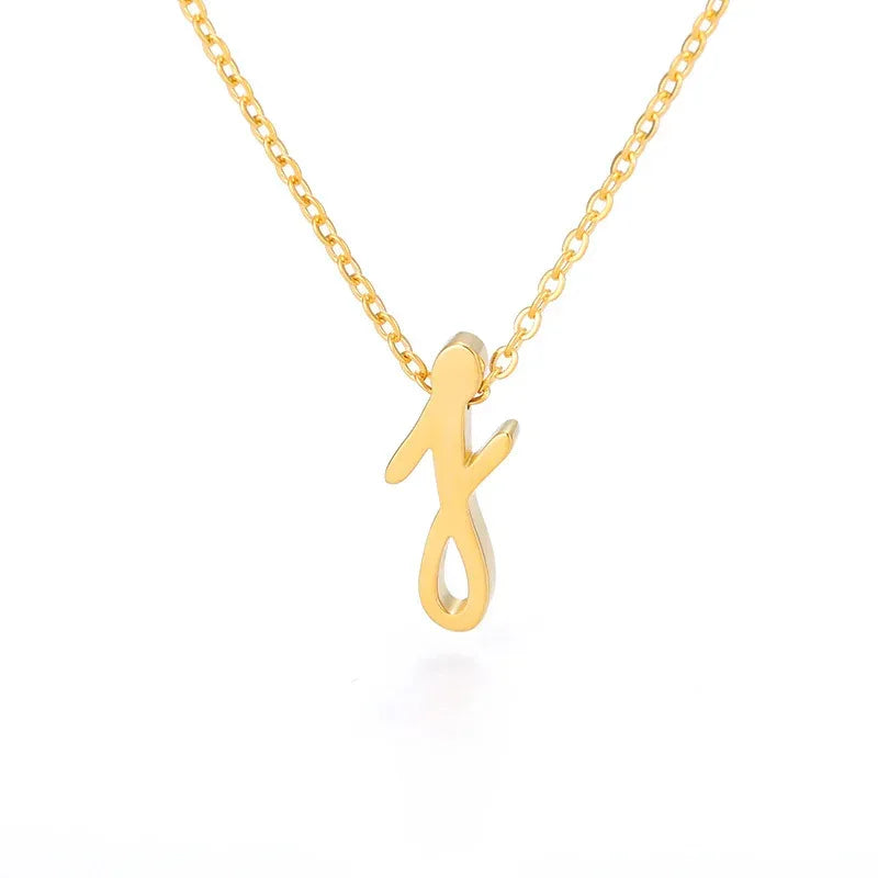Small Letter Hollow Stainless Necklace - Viexta
