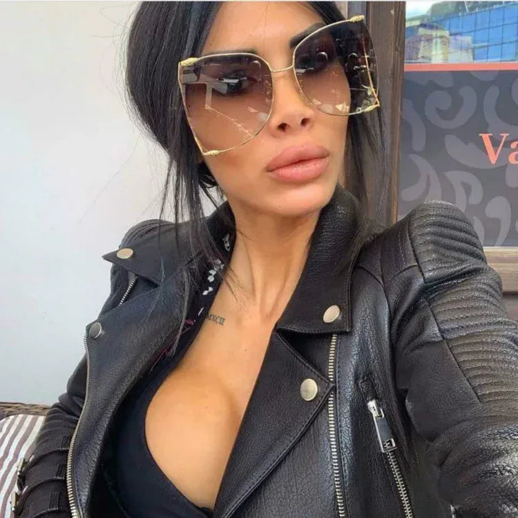 Women's metal frame cutout sunglasses - Viexta