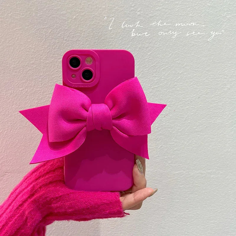 Hot Girl Contrast Color Bow Silicon Soft iPhone Case - Viexta