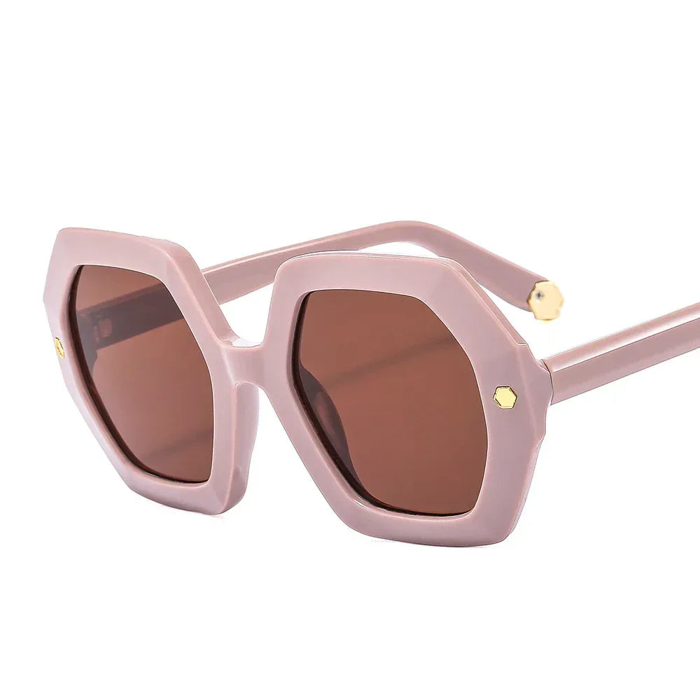 Irregular Personality Hexagonal Rivet Sunglasses - Viexta