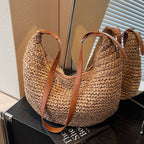 Casual Large Capacity Handmade Straw Shoulder  Purse