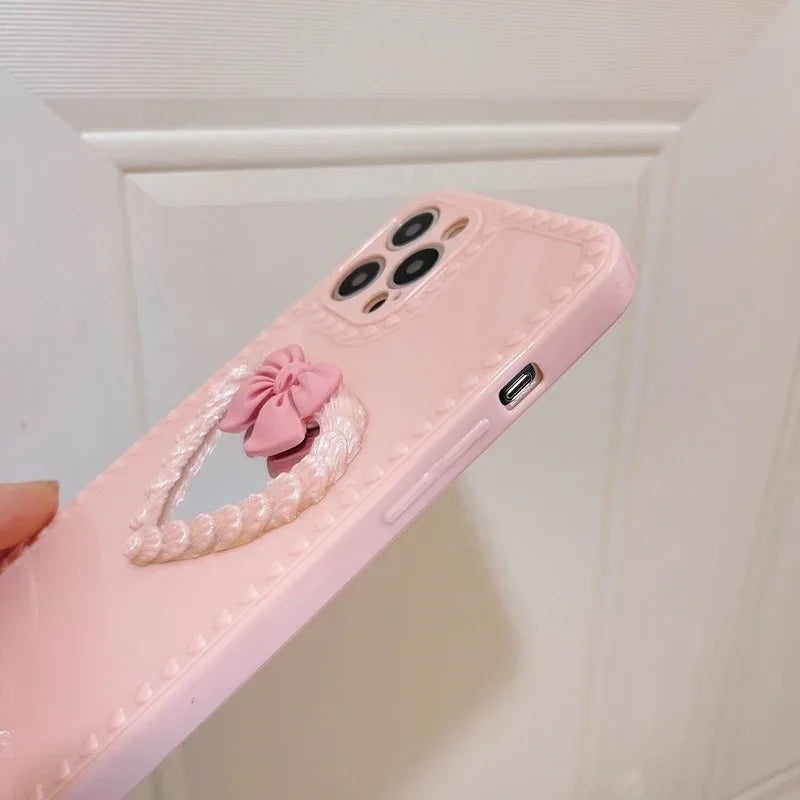 Love Cream Bow Mirror iPhone Case - Viexta