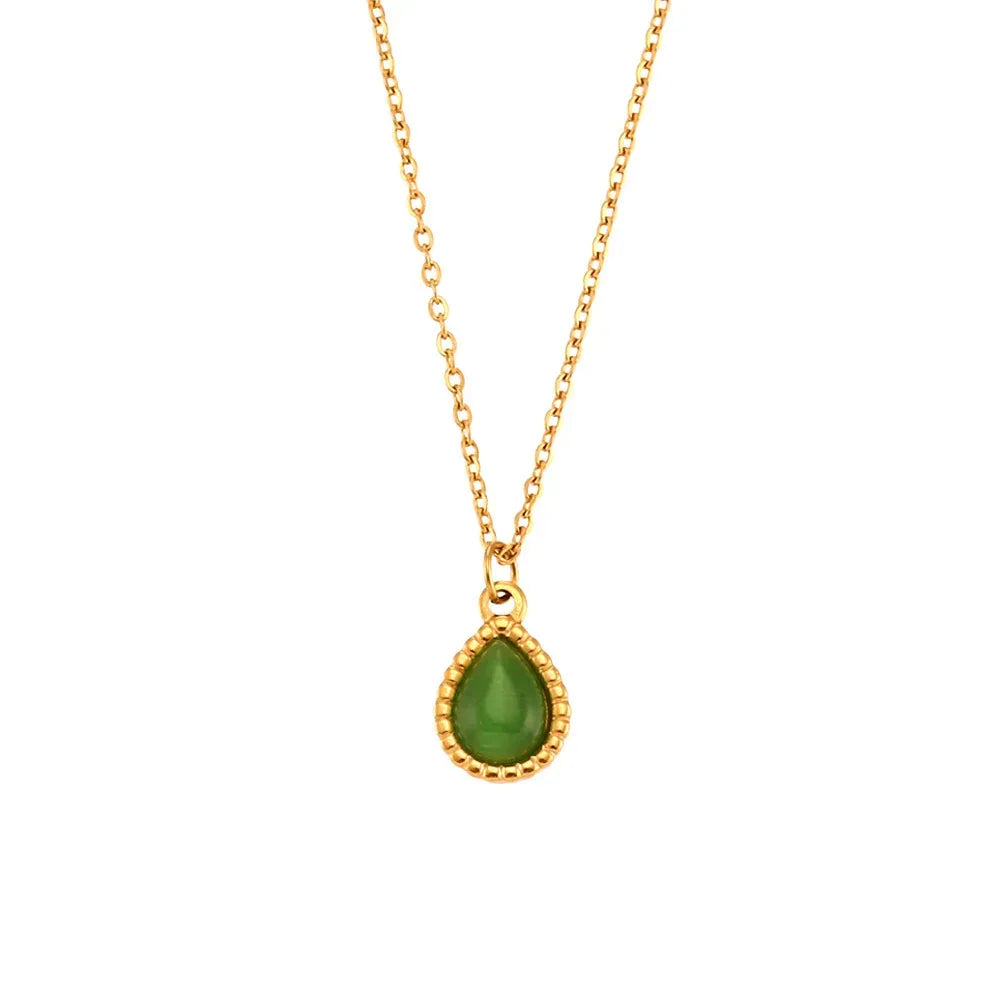Minimalistic Water Drops Opal Necklace Set - Viexta
