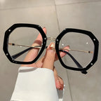 Polygonal-frame Trendy Hip-hop Oversized Plain Glasses - Viexta