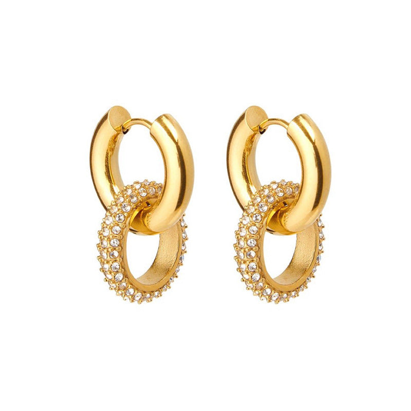 18K Micro Inlaid Zirconium Oval Detachable Earrings