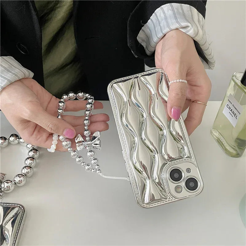 Silver Electroplated Solid Color Chain iPhone Case - Viexta