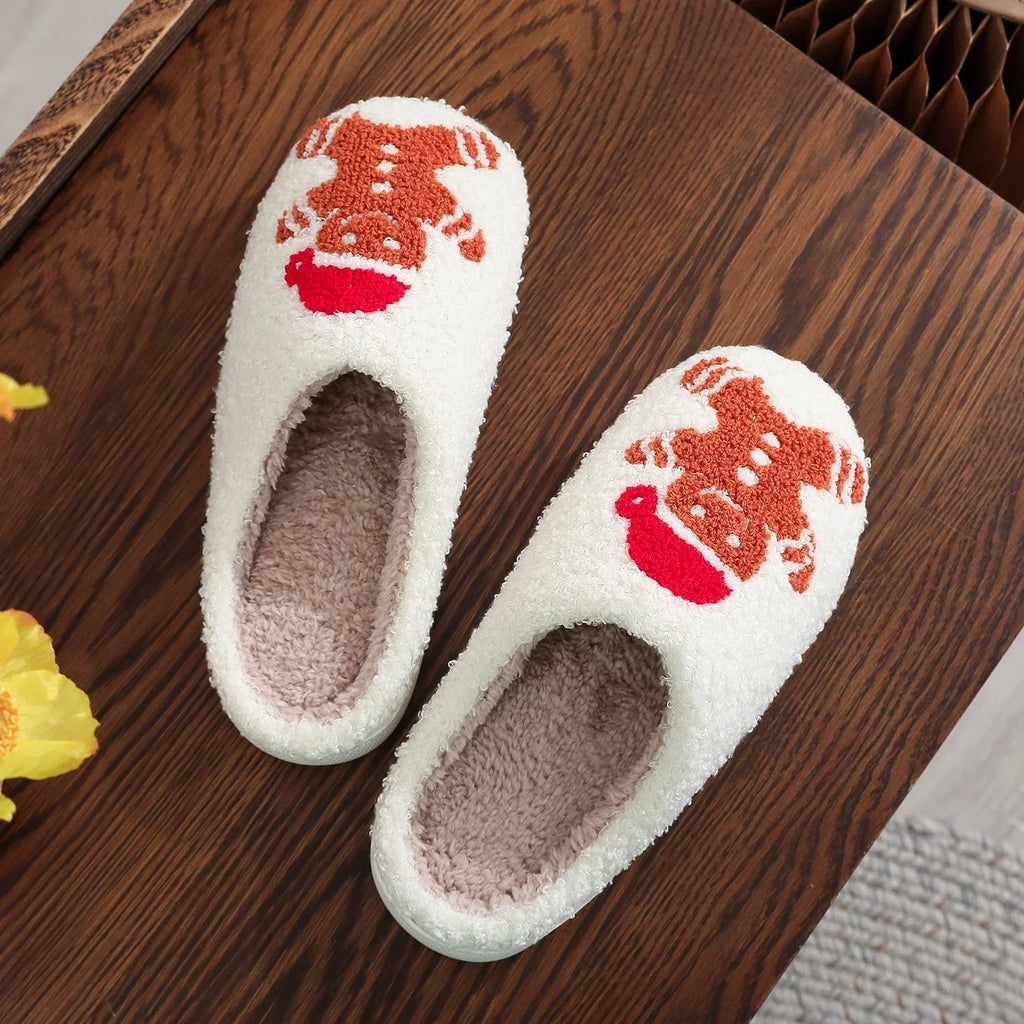 Christmas Gingerbread Cotton Slippers Winter Home Shoes - Viexta