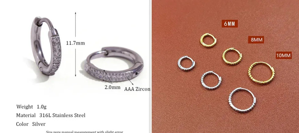 Rounded Edge Zircon Earrings - Viexta