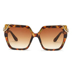 Retro Square Snake Pattern Temple Sunglasses - Viexta