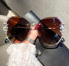 Vintage Rimless Rhinestone Sunglasses