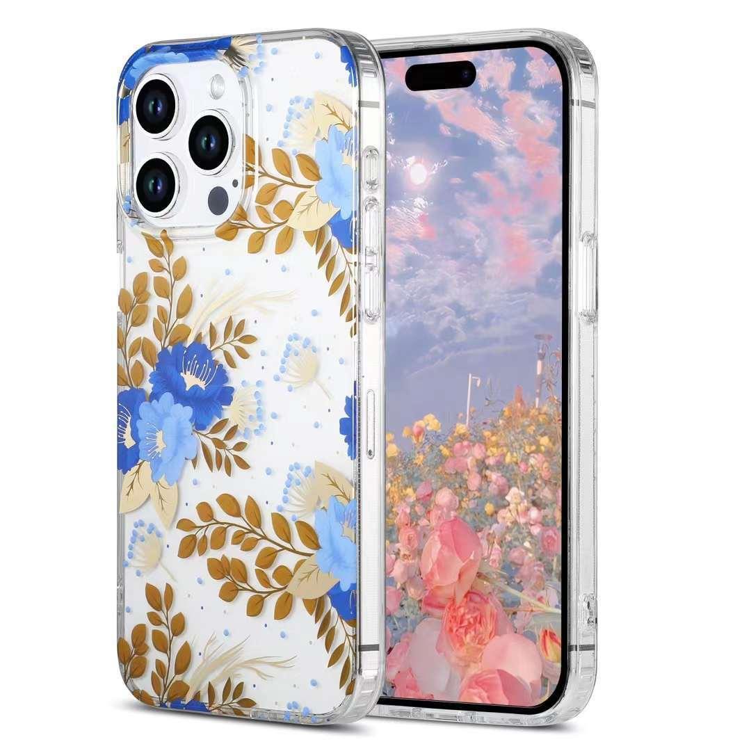 Gold-stamped Floral iPhone Case With Double-sided Lamination - Viexta