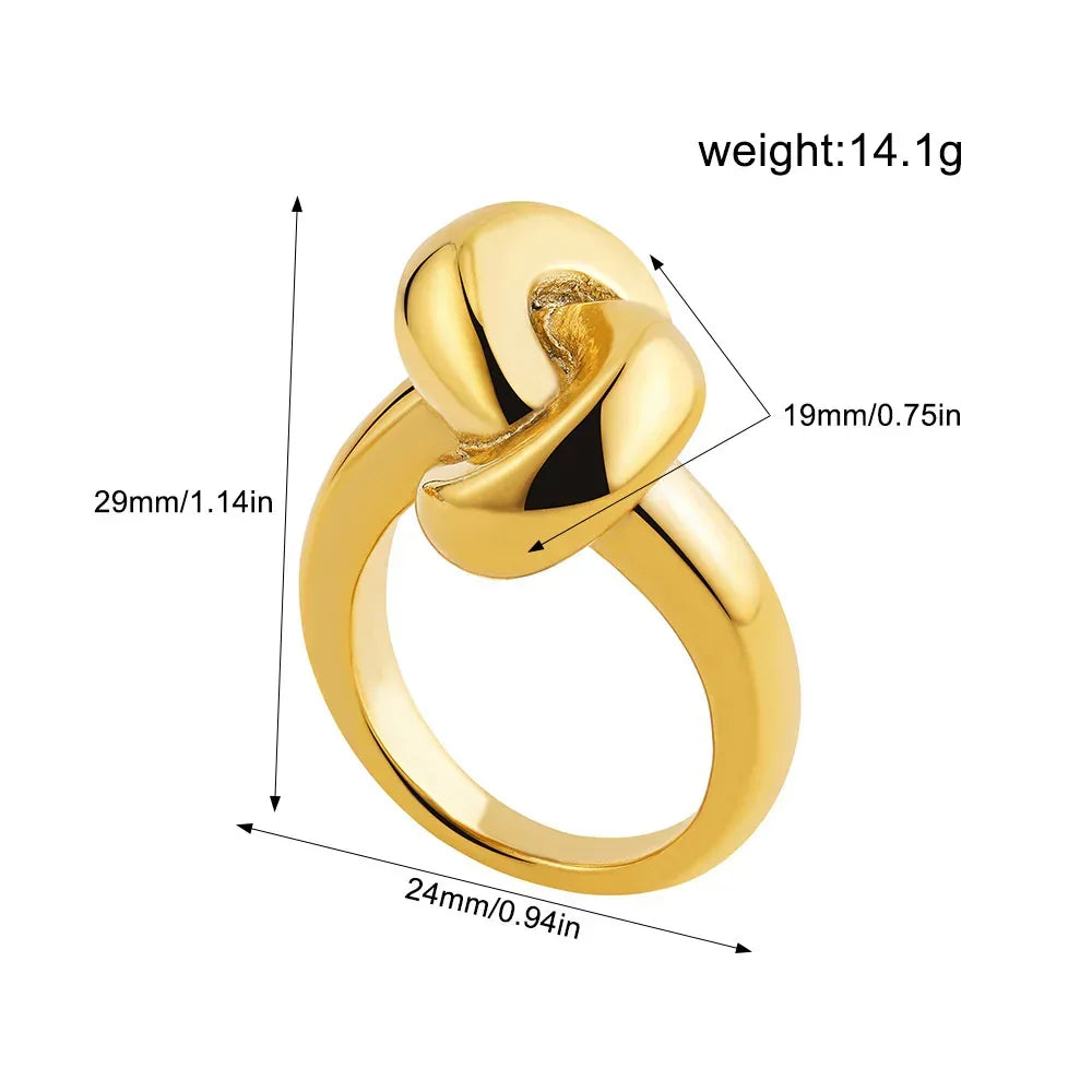 irregular-titanium-steel-ring-with-water-droplet-knot-opening - Viexta