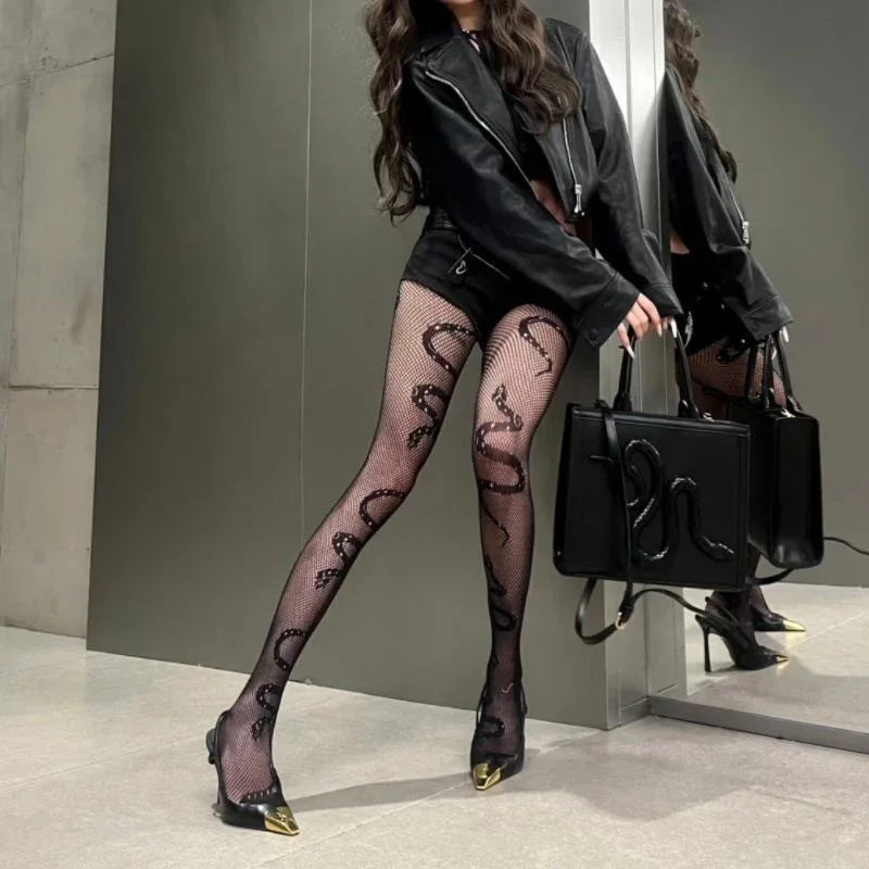 Versatile Black Leggings Mesh Tights