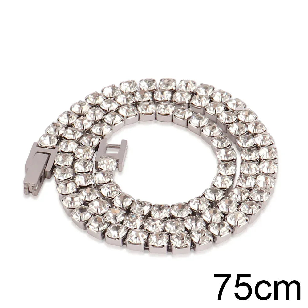 4mm Zircon Tennis Necklace In Stainless Steel - Viexta