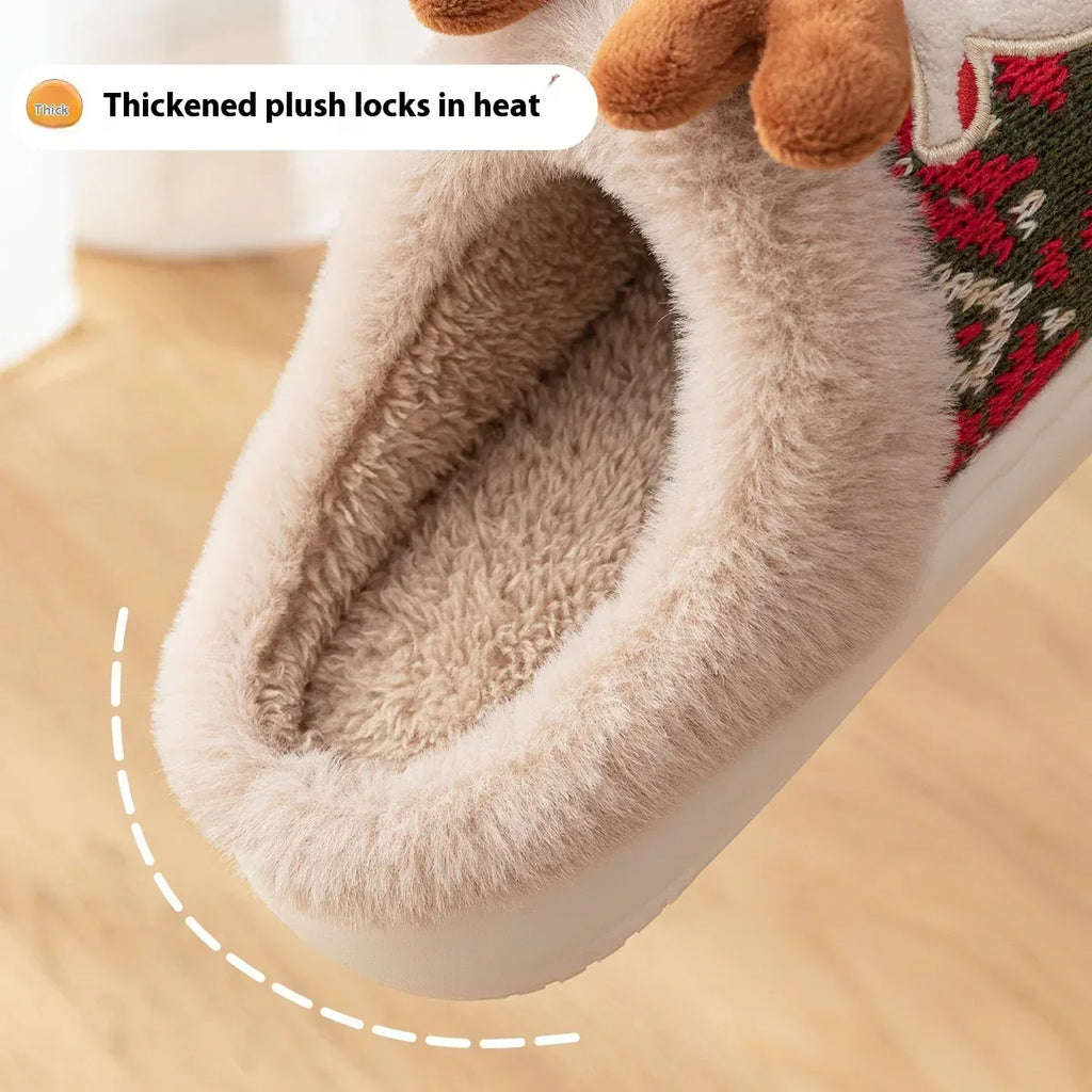 Christmas Elk Plush Slippers - Viexta