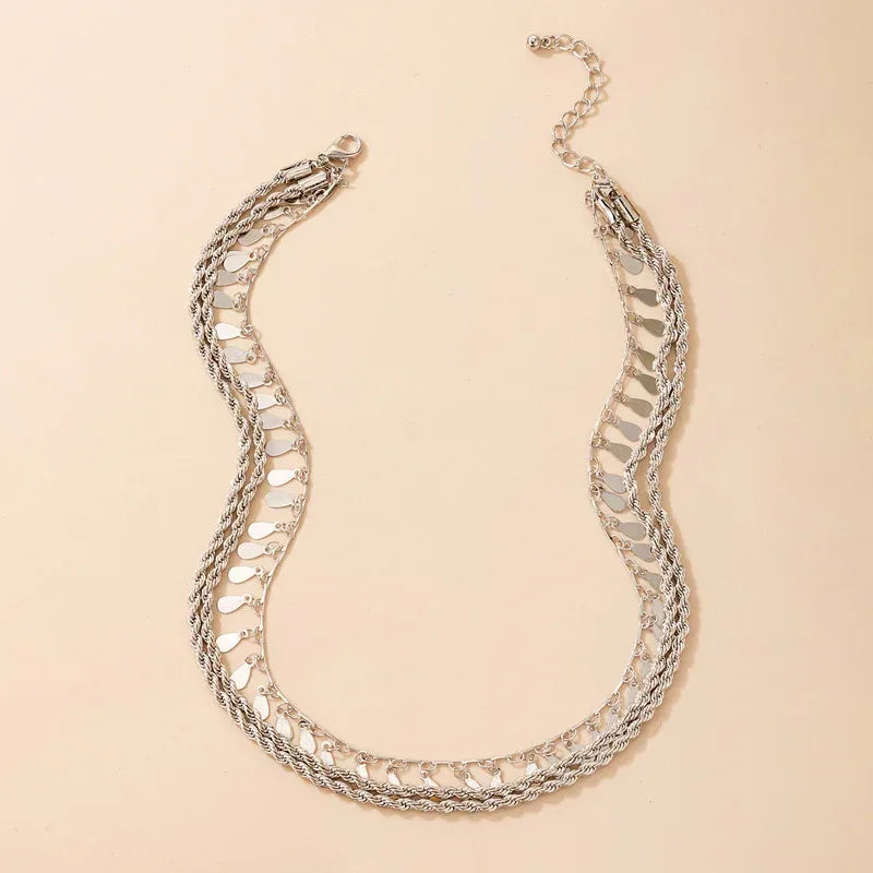 Multi-layer Hemp Flowers Drop-shaped Necklace - Viexta