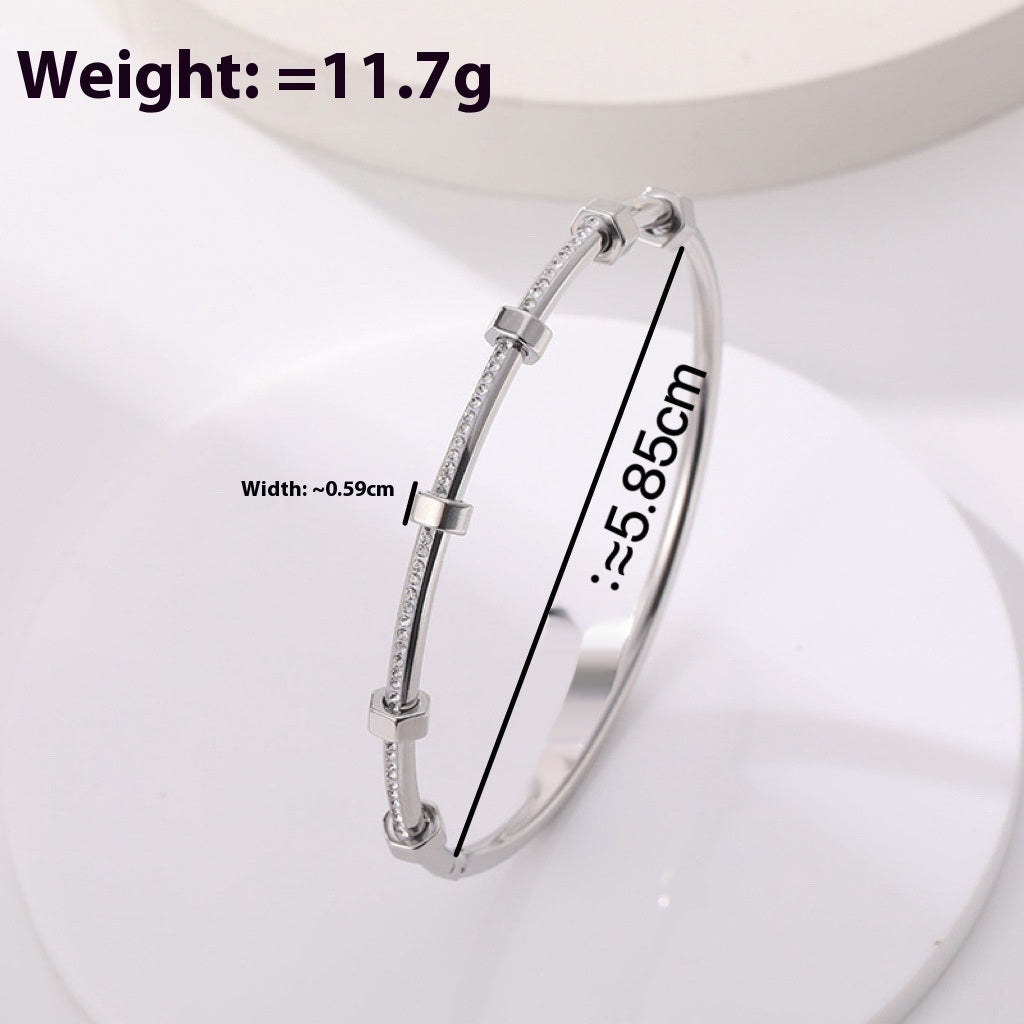 Stainless Steel Nail Diamond Bracelet