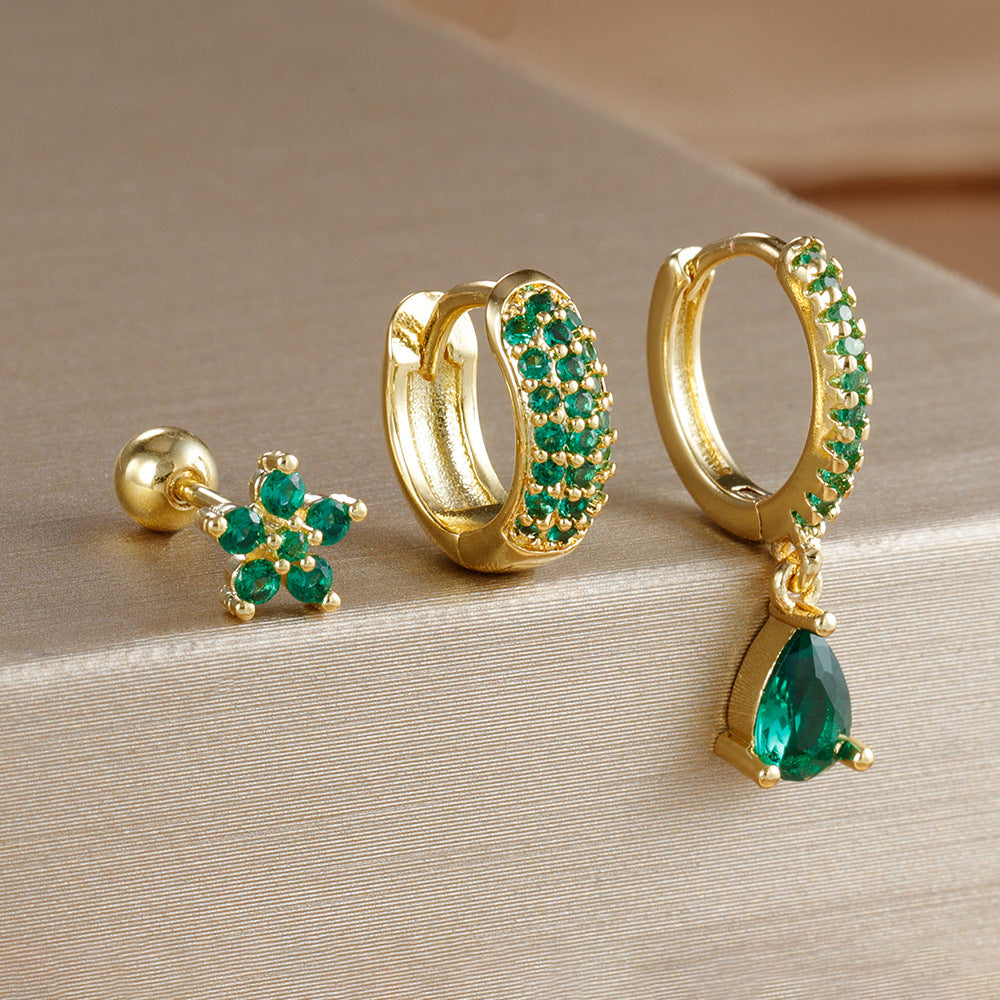 Pentagonal Flower Waterdrop Piercing Ear Bone Stud