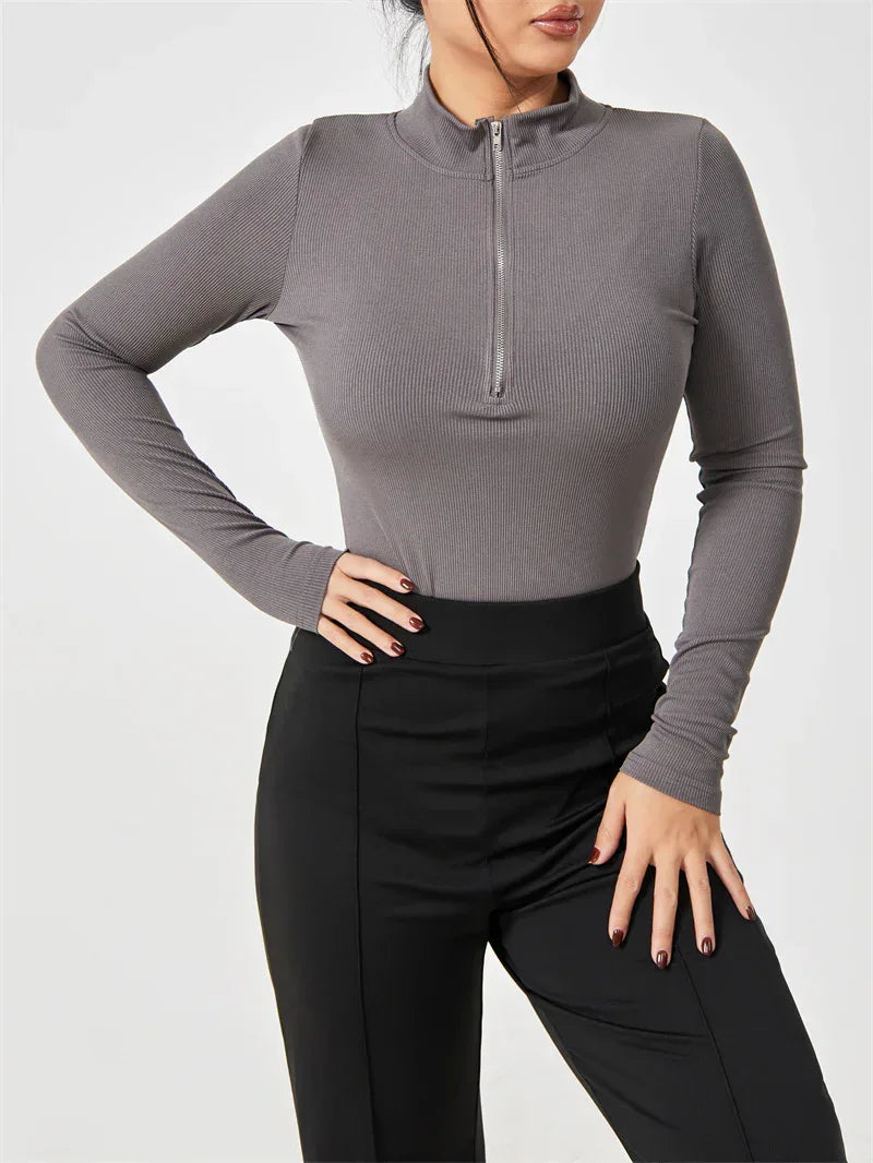 Fashion Long Sleeve Zipper Jumpsuit - Viexta