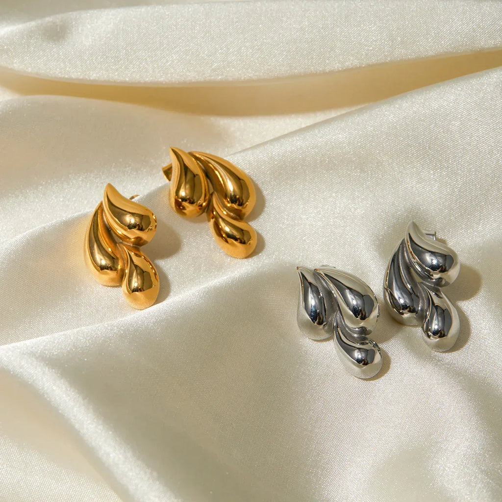 18K Gold Stainless Steel Water Drop Earrings - Viexta